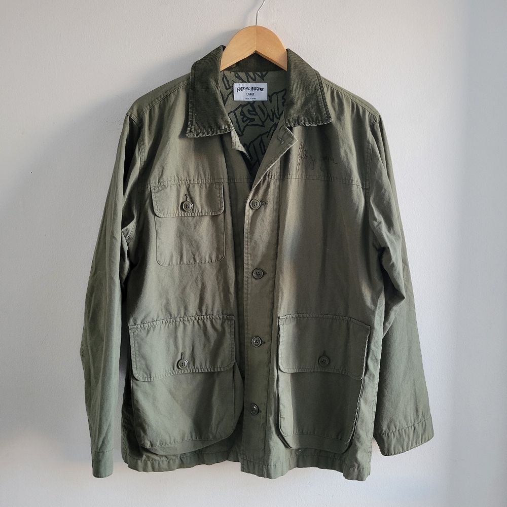 FA Skater Field Style Button Up Patched Graphic Art Jacket - Nude Women
